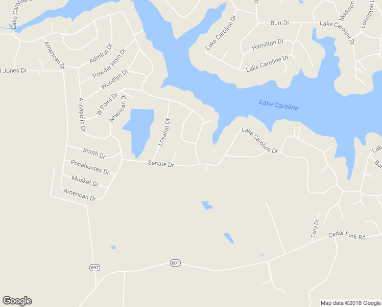 map of restaurants, bars, coffee shops, grocery stores, and more near 237 Lake Caroline Drive in Ruther Glen