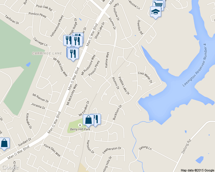 map of restaurants, bars, coffee shops, grocery stores, and more near 3289 Valhalla Dr in Lexington