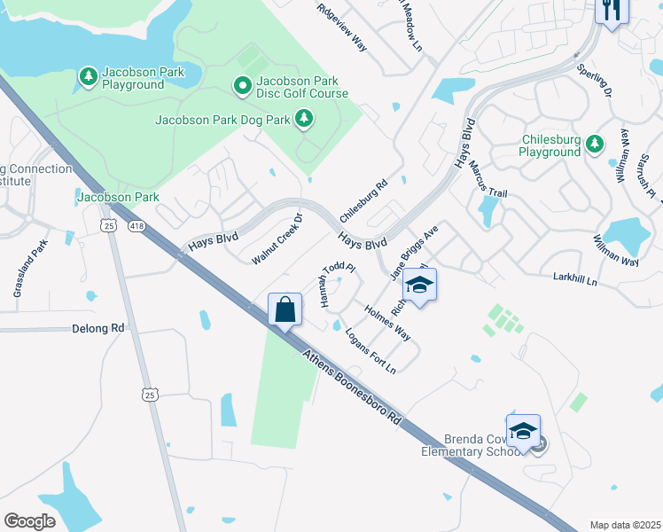 map of restaurants, bars, coffee shops, grocery stores, and more near 280 Logans Fort Lane in Lexington