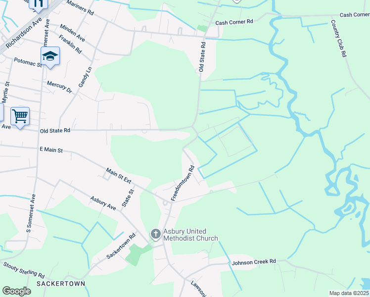 map of restaurants, bars, coffee shops, grocery stores, and more near 3615 Freedomtown Road in Crisfield