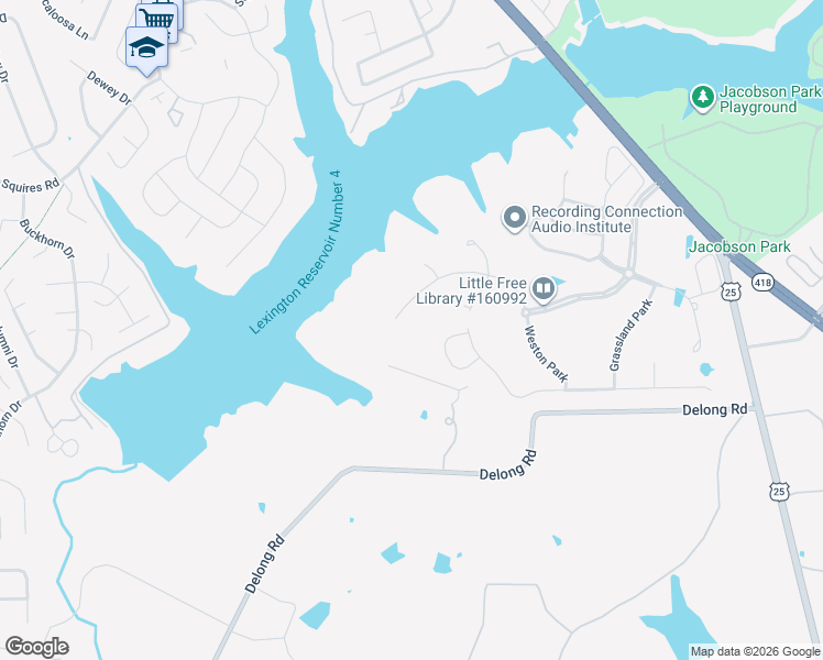 map of restaurants, bars, coffee shops, grocery stores, and more near 3600 Branham Park in Lexington
