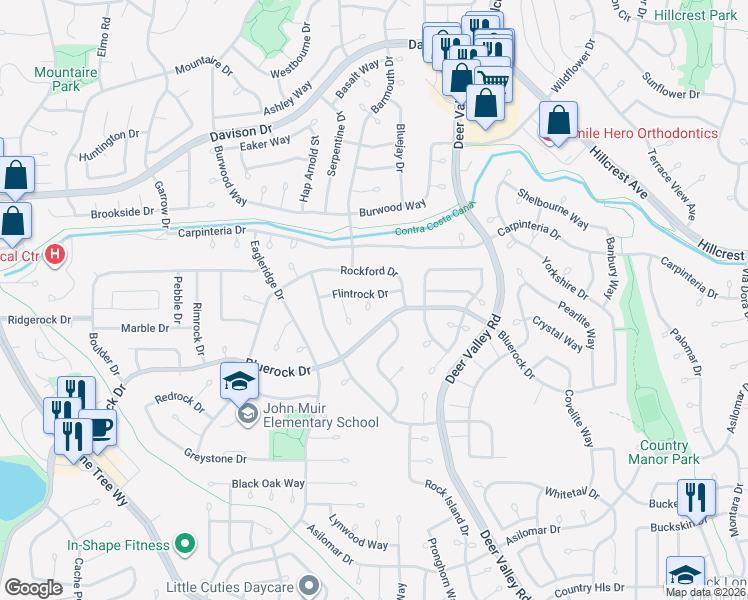 map of restaurants, bars, coffee shops, grocery stores, and more near 901 Stoney Court in Antioch