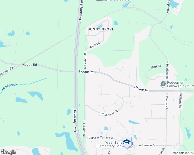 map of restaurants, bars, coffee shops, grocery stores, and more near 8400 Hogue Road in Evansville