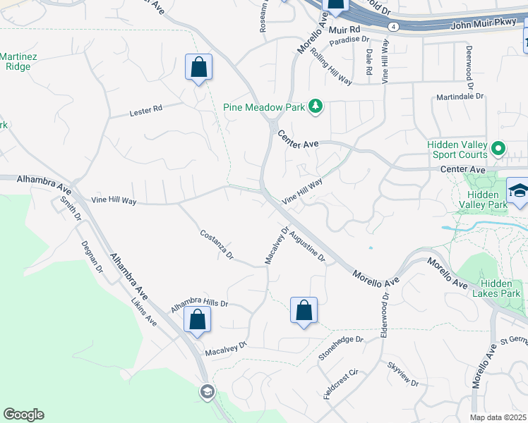 map of restaurants, bars, coffee shops, grocery stores, and more near 1406 Colton Place in Martinez