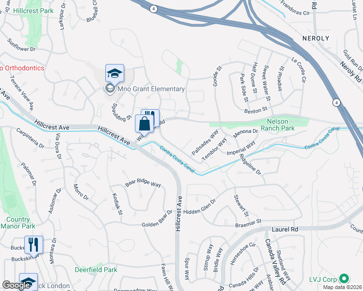 map of restaurants, bars, coffee shops, grocery stores, and more near 4358 Folsom Drive in Antioch
