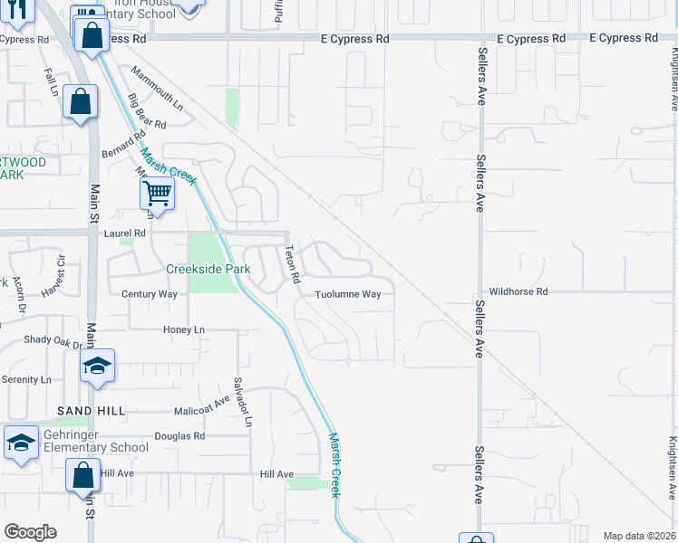 map of restaurants, bars, coffee shops, grocery stores, and more near 1349 Yosemite Circle in Oakley