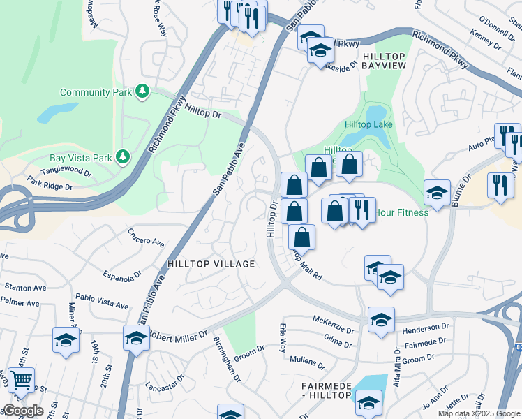 map of restaurants, bars, coffee shops, grocery stores, and more near 560 Summer Lane in Richmond