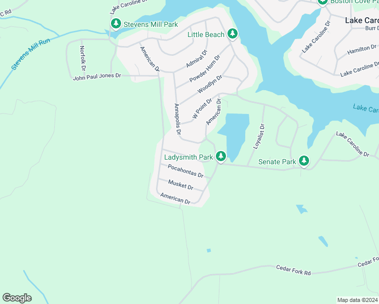 map of restaurants, bars, coffee shops, grocery stores, and more near 512 Smith Dr in Caroline