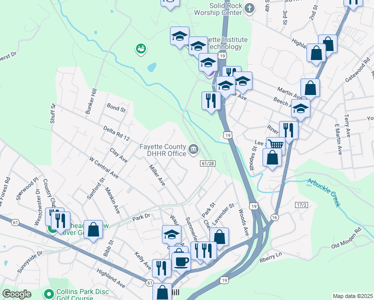 map of restaurants, bars, coffee shops, grocery stores, and more near 48 Titlow Avenue in Oak Hill