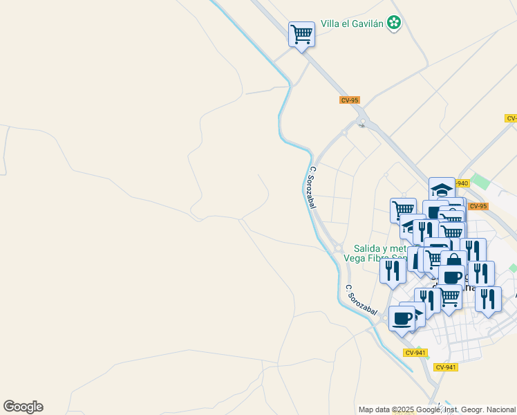 map of restaurants, bars, coffee shops, grocery stores, and more near in San Miguel de Salinas