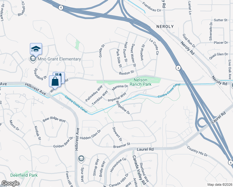 map of restaurants, bars, coffee shops, grocery stores, and more near 4584 Imperial Way in Antioch