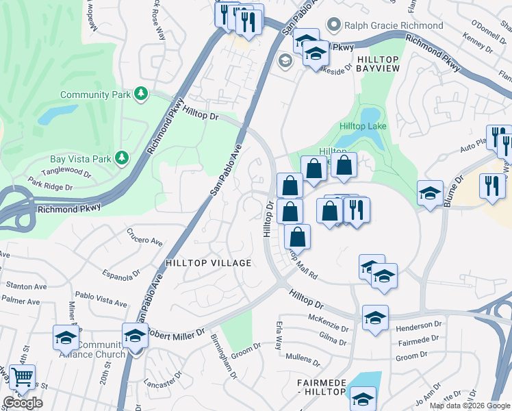 map of restaurants, bars, coffee shops, grocery stores, and more near 560 Summer Lane in Richmond
