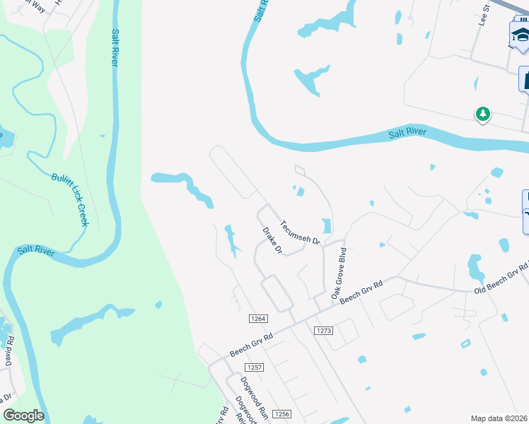 map of restaurants, bars, coffee shops, grocery stores, and more near 488 Tecumseh Drive in Shepherdsville