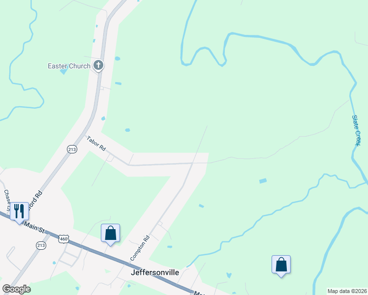 map of restaurants, bars, coffee shops, grocery stores, and more near 575 Compton Road in Jeffersonville