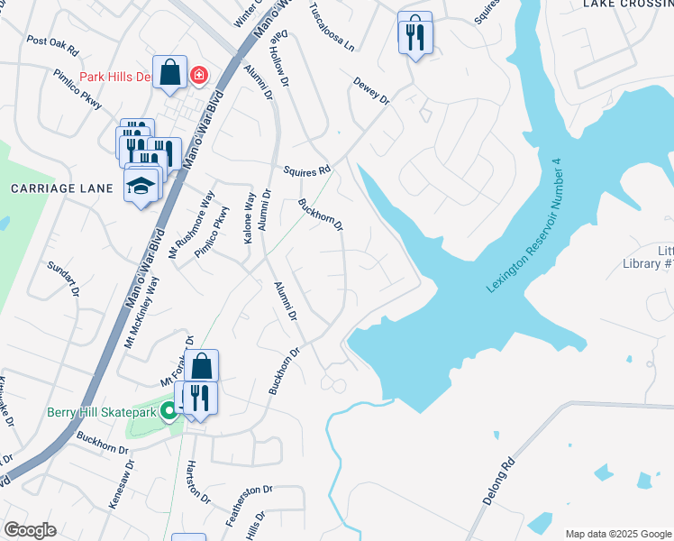 map of restaurants, bars, coffee shops, grocery stores, and more near in Lexington