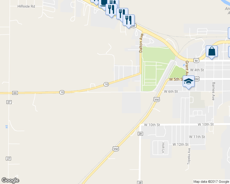 map of restaurants, bars, coffee shops, grocery stores, and more near 6th Street in La Junta