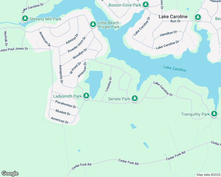 map of restaurants, bars, coffee shops, grocery stores, and more near 412 Loyalist Drive in Ruther Glen