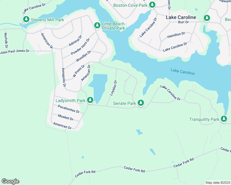 map of restaurants, bars, coffee shops, grocery stores, and more near 412 Loyalist Drive in Ruther Glen
