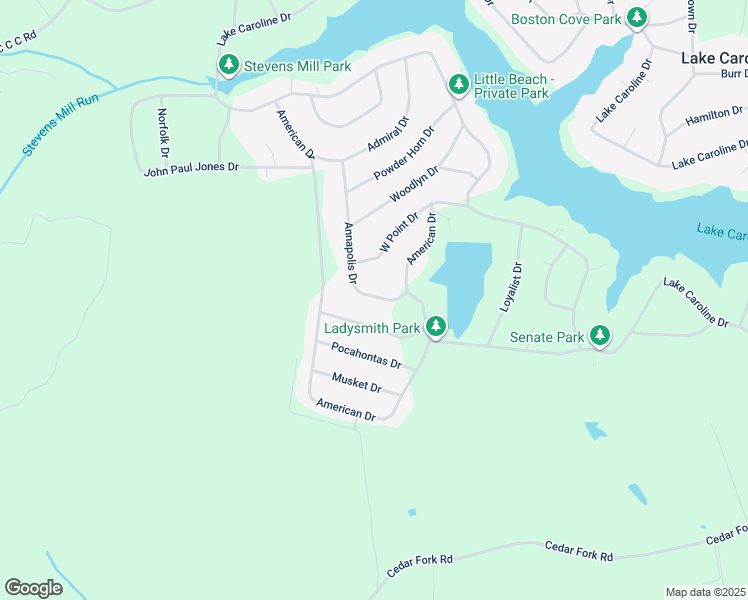 map of restaurants, bars, coffee shops, grocery stores, and more near 715 Annapolis Drive in Ruther Glen