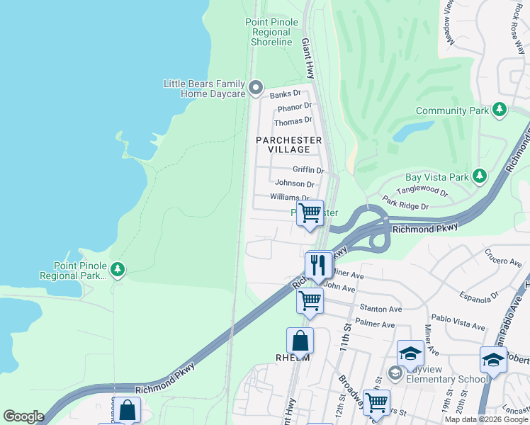 map of restaurants, bars, coffee shops, grocery stores, and more near 511 Harrison Drive in Richmond