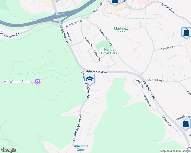 map of restaurants, bars, coffee shops, grocery stores, and more near 164 Gilbert Court in Martinez