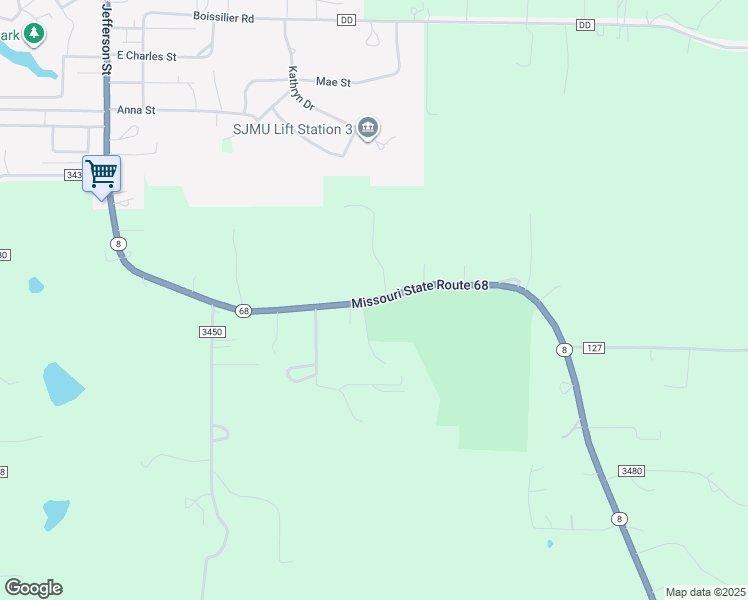 map of restaurants, bars, coffee shops, grocery stores, and more near 17520 Missouri 8 in Saint James