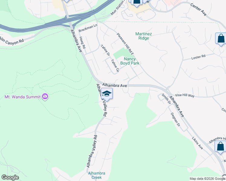 map of restaurants, bars, coffee shops, grocery stores, and more near 164 Gilbert Court in Martinez