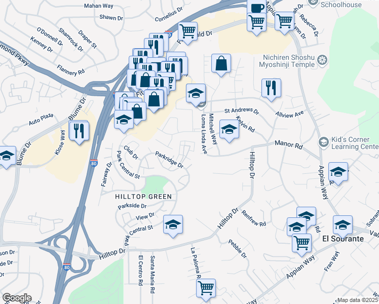map of restaurants, bars, coffee shops, grocery stores, and more near 38 Park Lane in Richmond