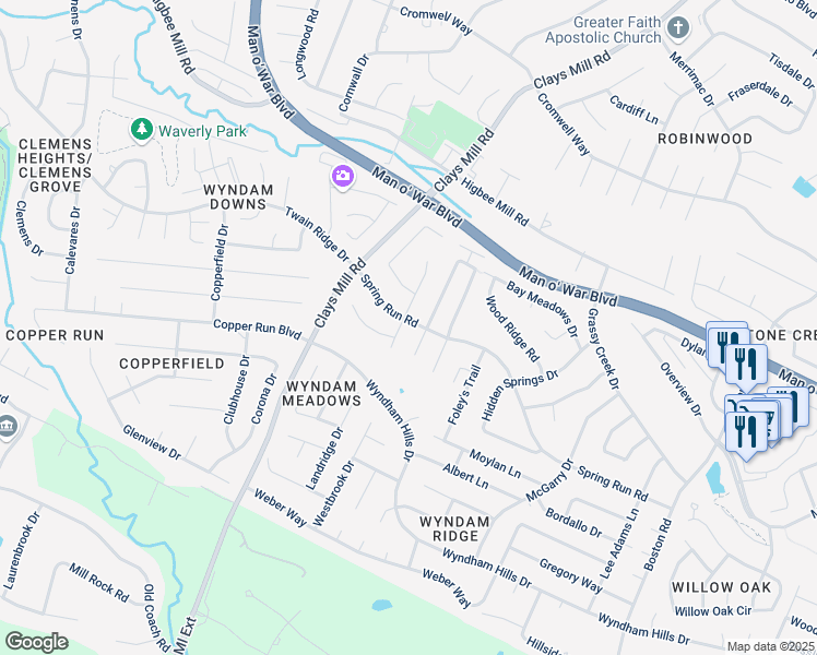 map of restaurants, bars, coffee shops, grocery stores, and more near 3800 Bingham Dr in Lexington