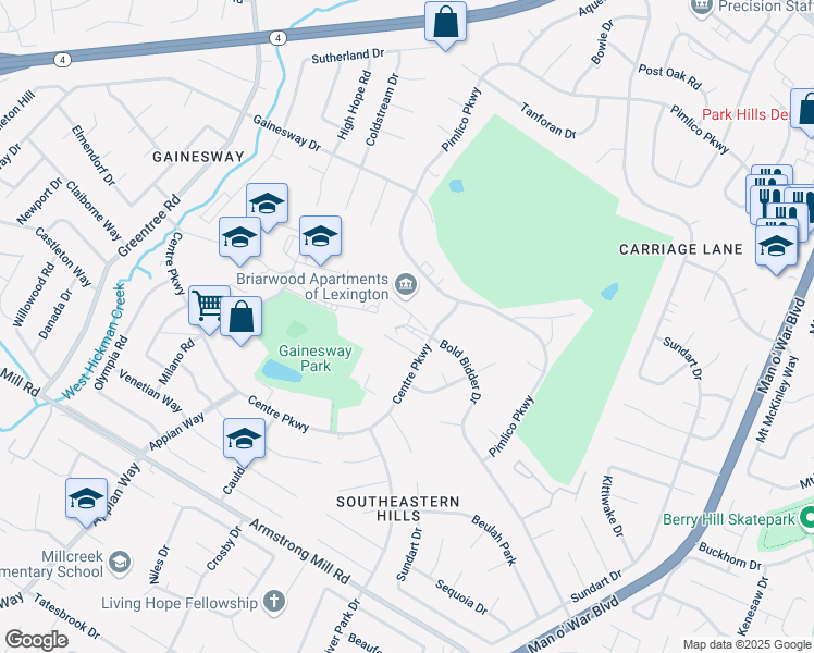 map of restaurants, bars, coffee shops, grocery stores, and more near in Lexington