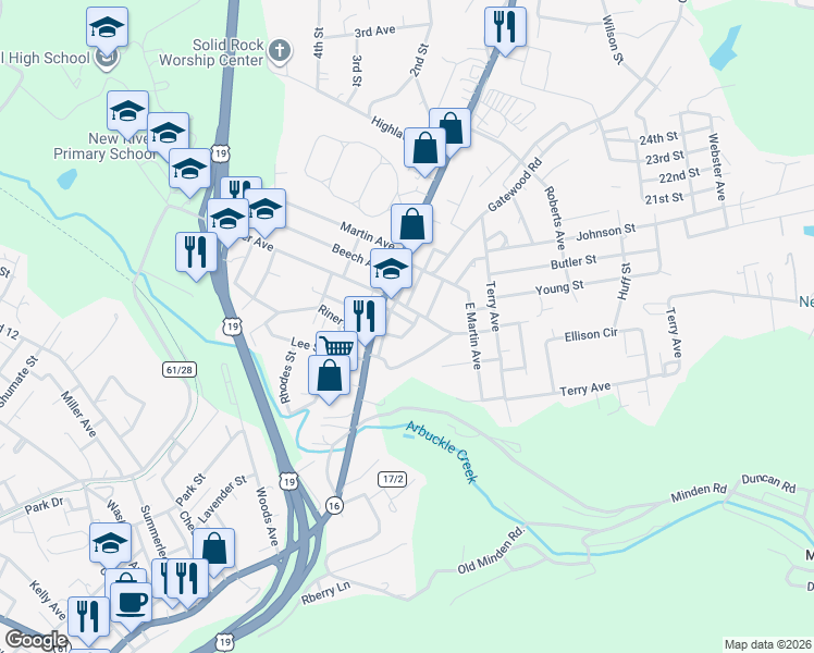 map of restaurants, bars, coffee shops, grocery stores, and more near 89 Lively Street in Oak Hill