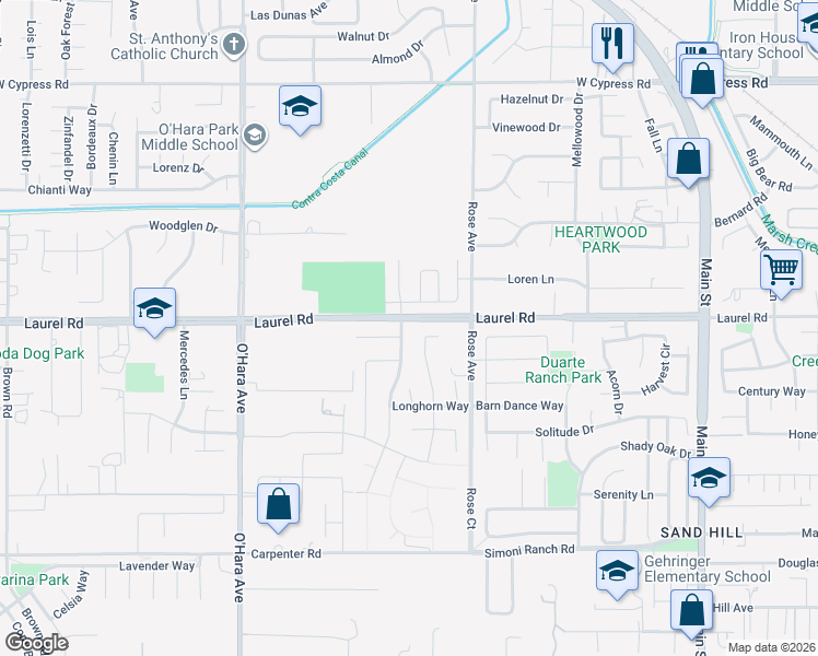 map of restaurants, bars, coffee shops, grocery stores, and more near 3936 Cloverbrook Ave in Oakley