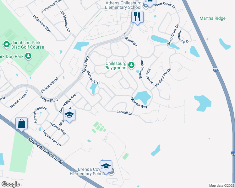 map of restaurants, bars, coffee shops, grocery stores, and more near 4601 Marcus Trail in Lexington
