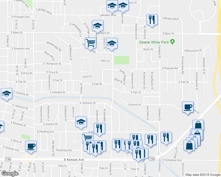 map of restaurants, bars, coffee shops, grocery stores, and more near 2011 Fleming Street in Garden City