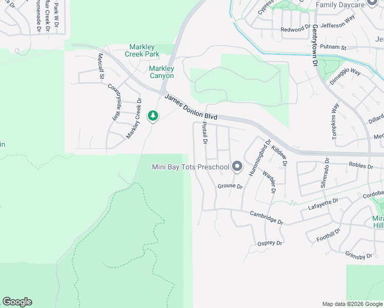 map of restaurants, bars, coffee shops, grocery stores, and more near 3586 Mallard Way in Antioch