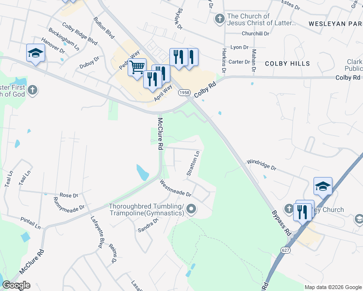 map of restaurants, bars, coffee shops, grocery stores, and more near 305 McDowell Drive in Winchester