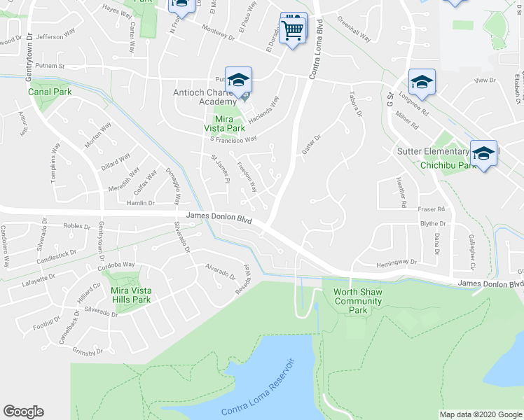map of restaurants, bars, coffee shops, grocery stores, and more near 3629 Old Glory Court in Antioch