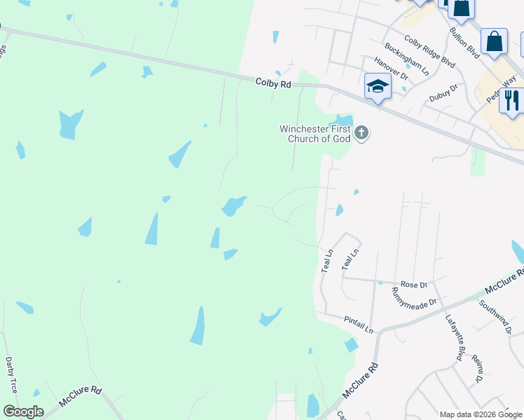 map of restaurants, bars, coffee shops, grocery stores, and more near 210 Cr-1353 in Winchester
