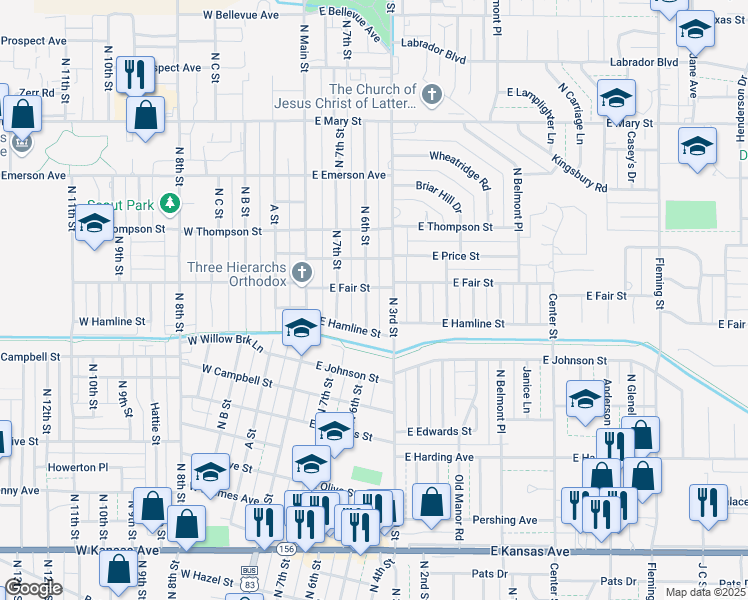 map of restaurants, bars, coffee shops, grocery stores, and more near 2009 N 3rd St in Garden City