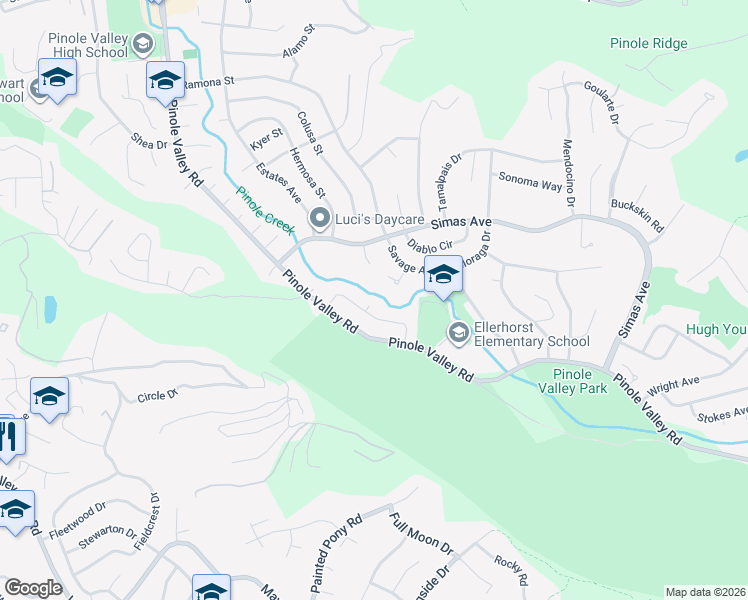 map of restaurants, bars, coffee shops, grocery stores, and more near 2420 Tomar Court in Pinole