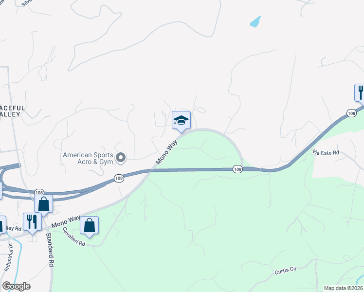 map of restaurants, bars, coffee shops, grocery stores, and more near 15609 Jenness Road in Sonora