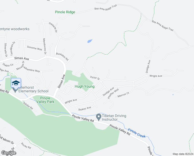 map of restaurants, bars, coffee shops, grocery stores, and more near 3700 Victor Street in Pinole