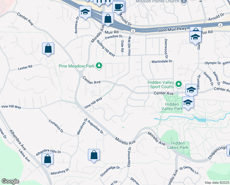 map of restaurants, bars, coffee shops, grocery stores, and more near 1408 Center Avenue in Martinez