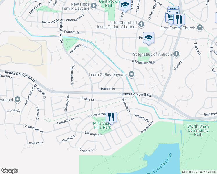 map of restaurants, bars, coffee shops, grocery stores, and more near 2208 Hamlin Drive in Antioch