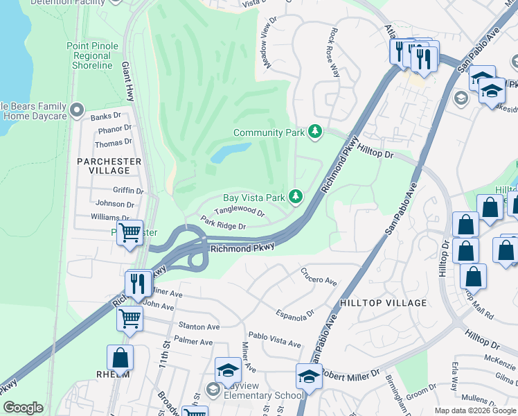 map of restaurants, bars, coffee shops, grocery stores, and more near 432 Wood Glen Drive in Richmond