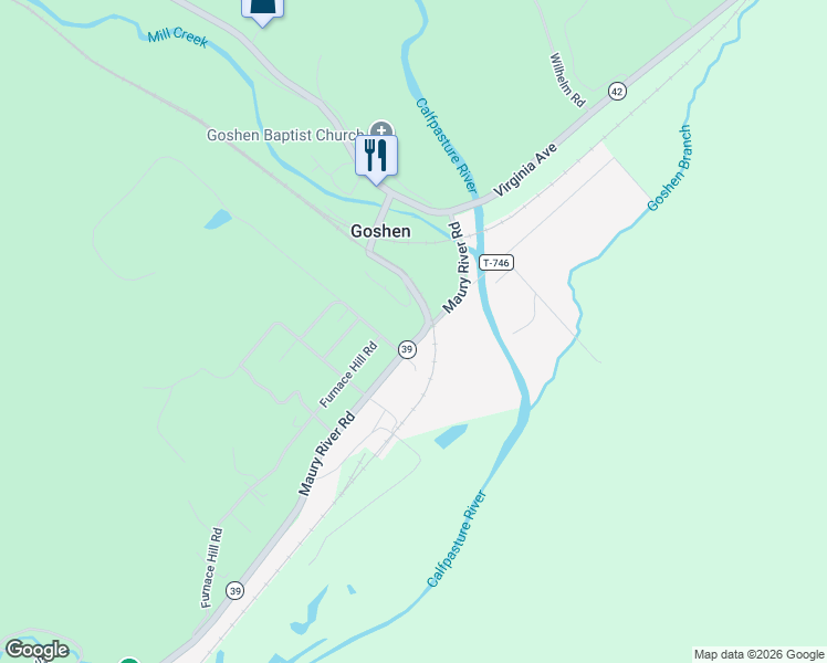 map of restaurants, bars, coffee shops, grocery stores, and more near 37 Church Hill Road in Goshen