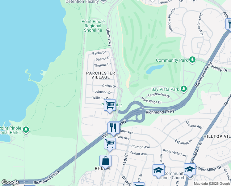 map of restaurants, bars, coffee shops, grocery stores, and more near 4008 McGlothen Way in Richmond