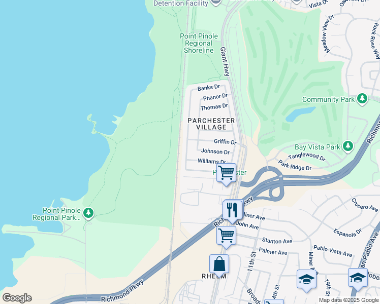 map of restaurants, bars, coffee shops, grocery stores, and more near 3916 Jenkins Way in Richmond