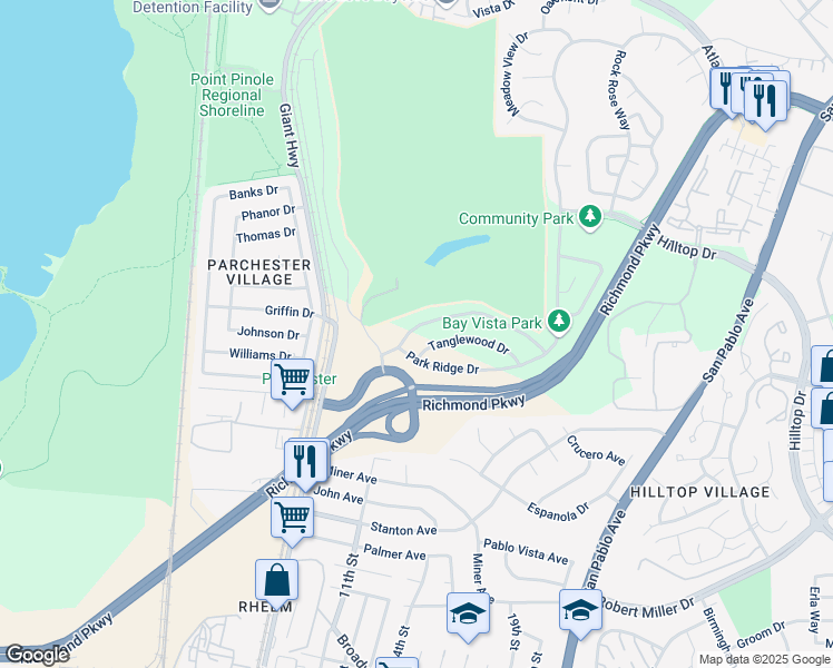 map of restaurants, bars, coffee shops, grocery stores, and more near 406 Wood Glen Drive in Richmond
