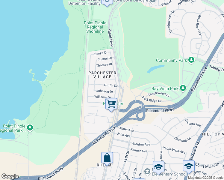 map of restaurants, bars, coffee shops, grocery stores, and more near 817 Johnson Drive in Richmond